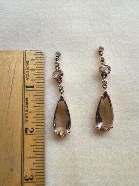 Carolee Gold-Tone Smoky Champagne Crystal Graduated Teardrop Dangle Earrings